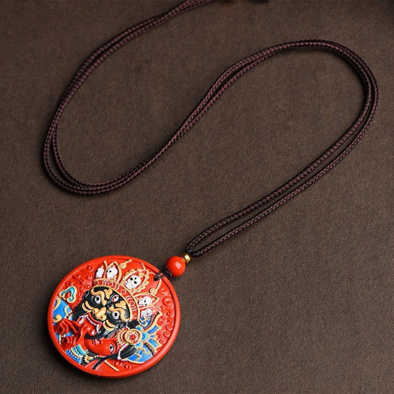 Buddha Stones Colgante de collar con bendición de cinabrio pintado de la diosa Zakiram de la riqueza - image 10