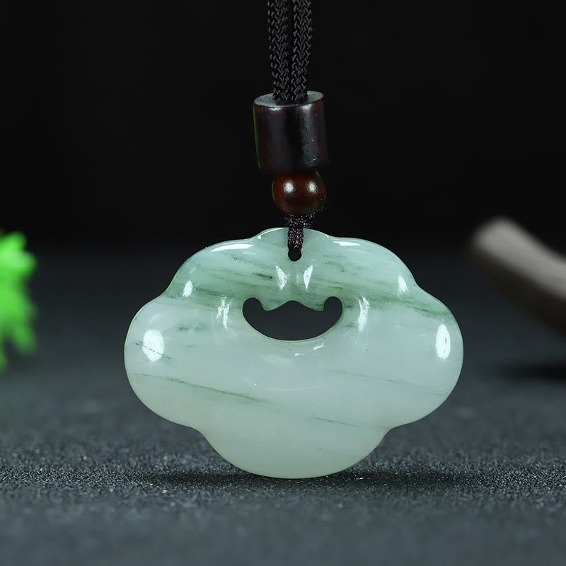 Buddha Stones Colgante de jade de seda dorada con candado chino de Tianshan Jade - Jade Tianshan grande de 40 x 30 mm (el color del jade puede variar) - image 3