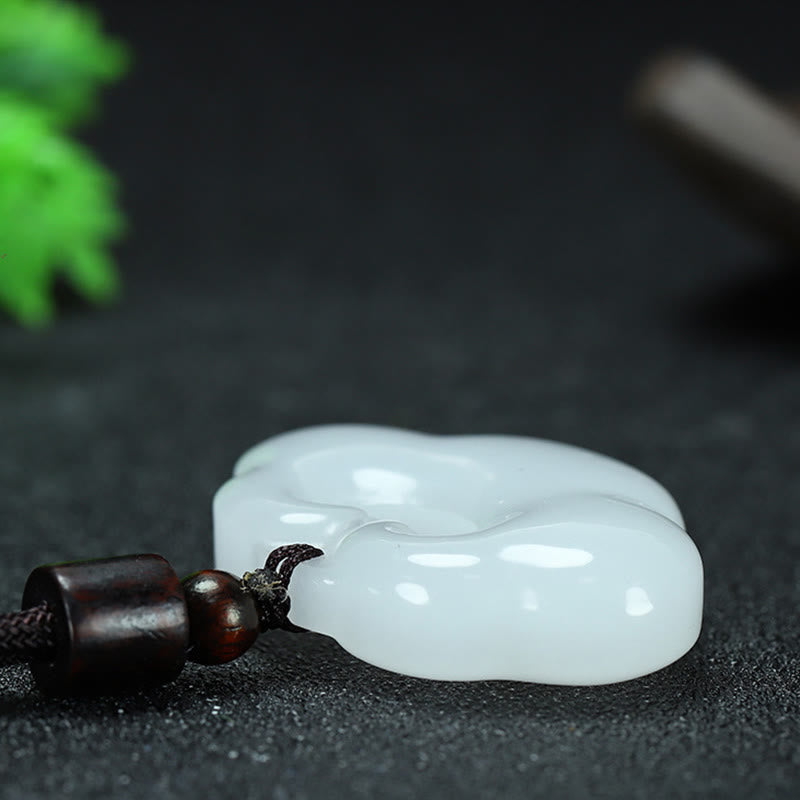 Buddha Stones Colgante de jade de seda dorada con candado chino de Tianshan Jade - image 13