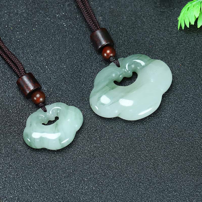Buddha Stones Colgante de jade de seda dorada con candado chino de Tianshan Jade - image 1