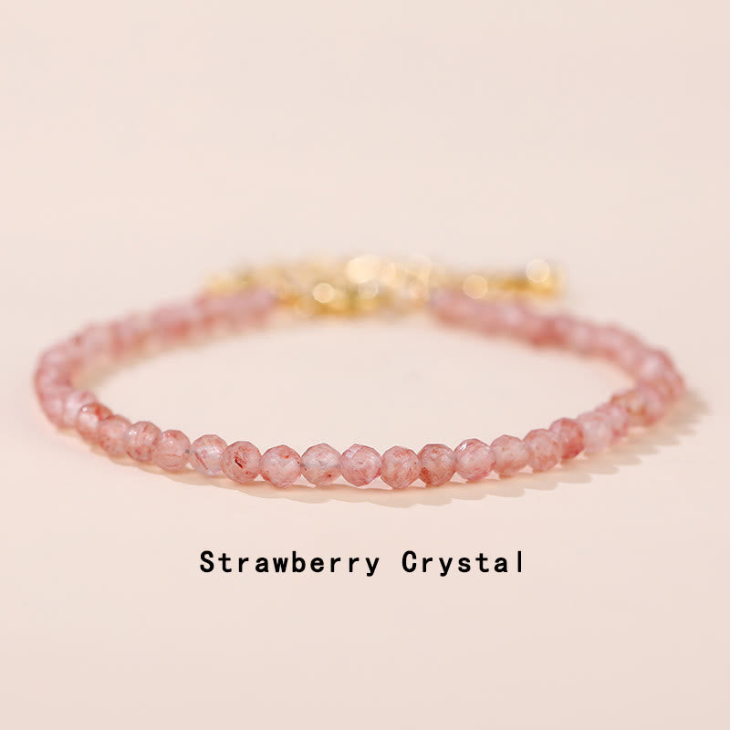 Pulsera de cadena curativa con Buddha Stones, cuarzo fresa, prehnita, peridoto, lazurita, lapislázuli, cristal rosa y turmalina. - Cuarzo fresa (circunferencia de la muñeca: 14-16 cm) - image 0