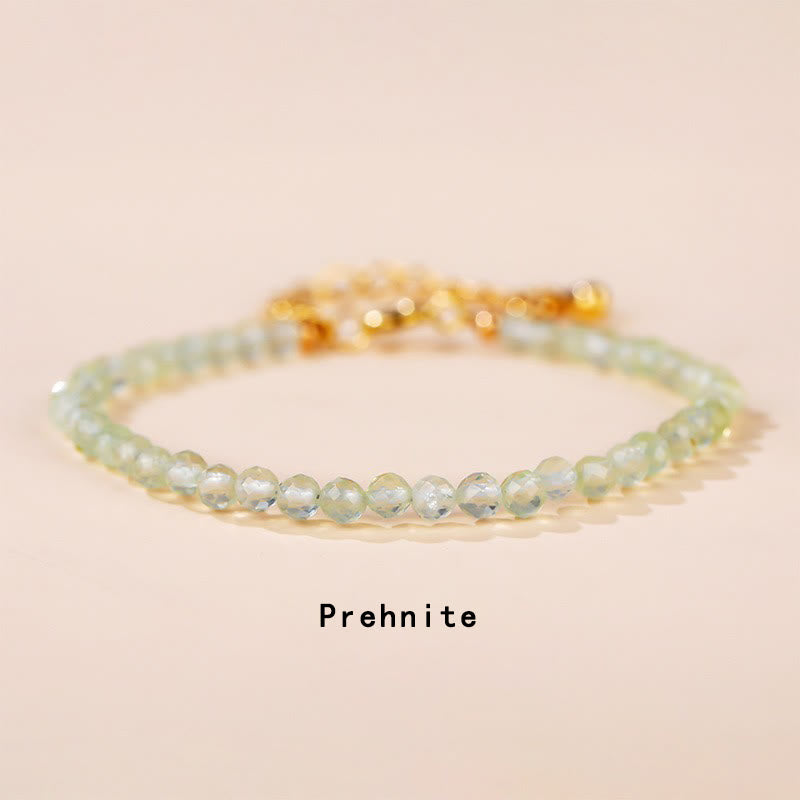 Pulsera de cadena curativa con Buddha Stones, cuarzo fresa, prehnita, peridoto, lazurita, lapislázuli, cristal rosa y turmalina. - Prehnita (circunferencia de la muñeca: 14-17 cm) - image 6