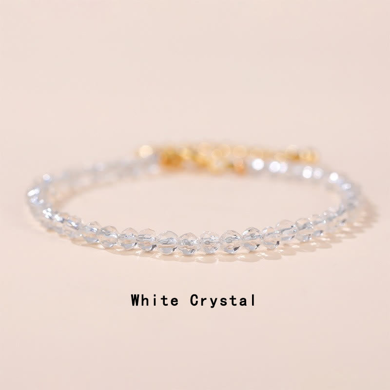 Pulsera de cadena curativa con Buddha Stones, cuarzo fresa, prehnita, peridoto, lazurita, lapislázuli, cristal rosa y turmalina. - Cristal blanco (circunferencia de la muñeca: 14-17 cm) - image 13