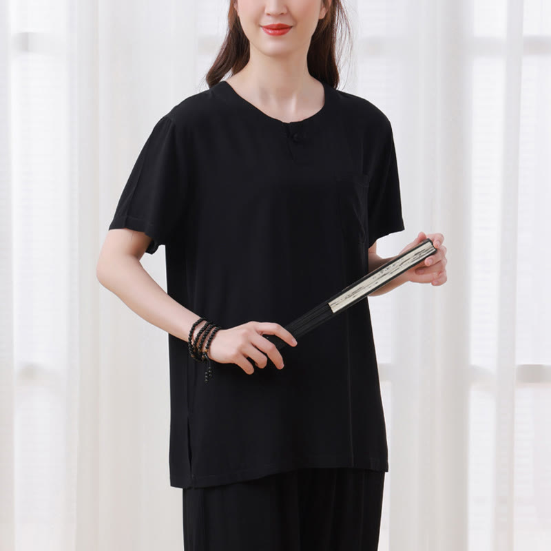 Buddha Stones Conjunto unisex de 2 camisetas y pantalones de media manga para meditación, zen, tai chi, algodón y lino. - image 16