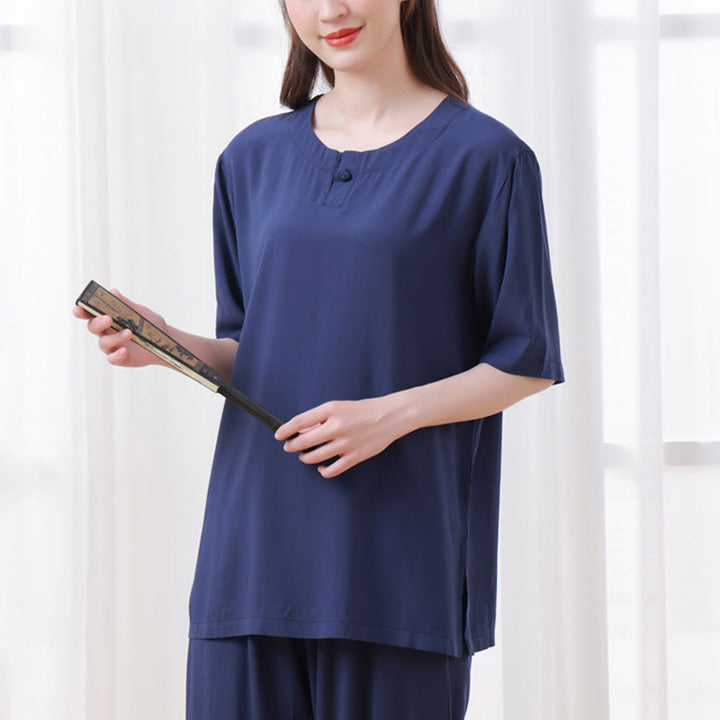 Buddha Stones Conjunto unisex de 2 camisetas y pantalones de media manga para meditación, zen, tai chi, algodón y lino. - image 19