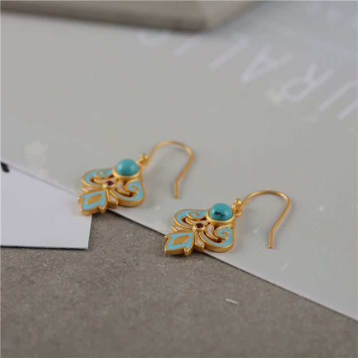 Buddha Stones Pendientes colgantes con turquesa y esmalte de cobre - image 3