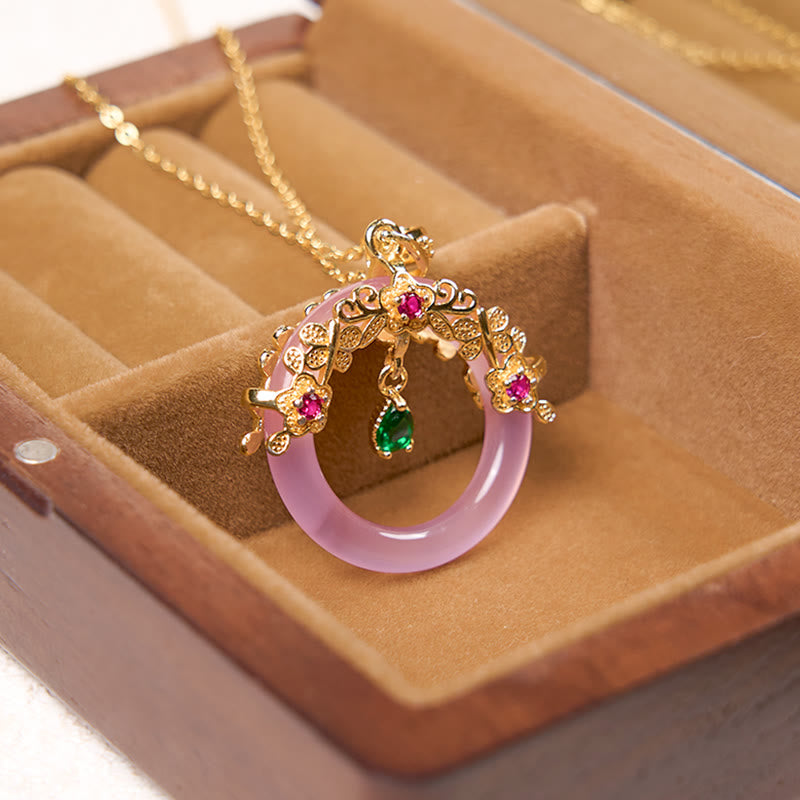 Buddha Stones Colgante de collar con diseño de hebilla de paz y fuerza de calcedonia verde - image 18