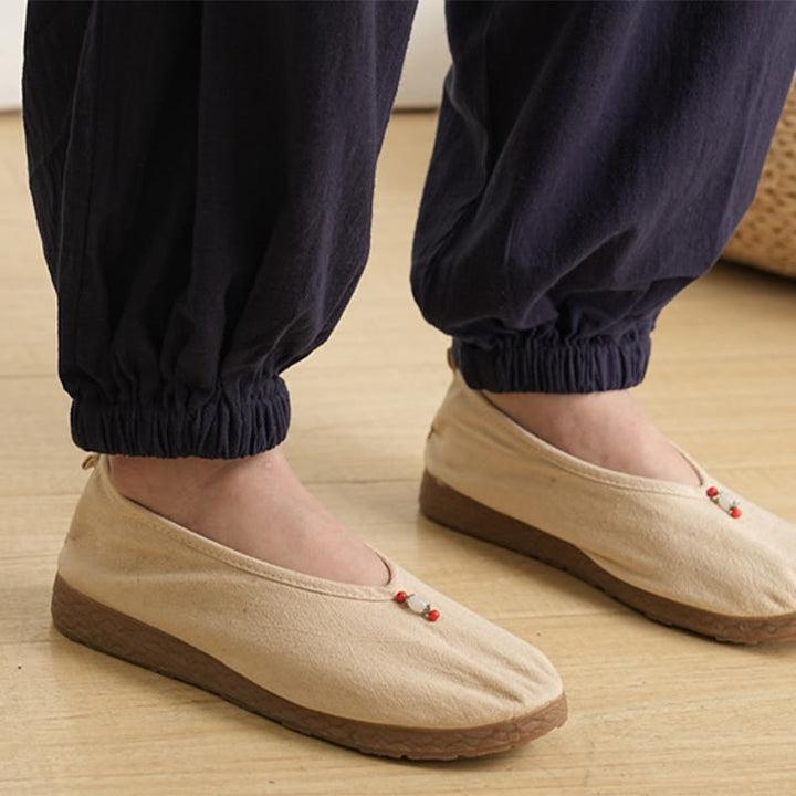 Conjunto de 2 piezas de camisa y pantalones de lino y algodón con cuello en V y mangas tres cuartos para mujer, con Buddha Stones , para meditación, zen y tai chi.