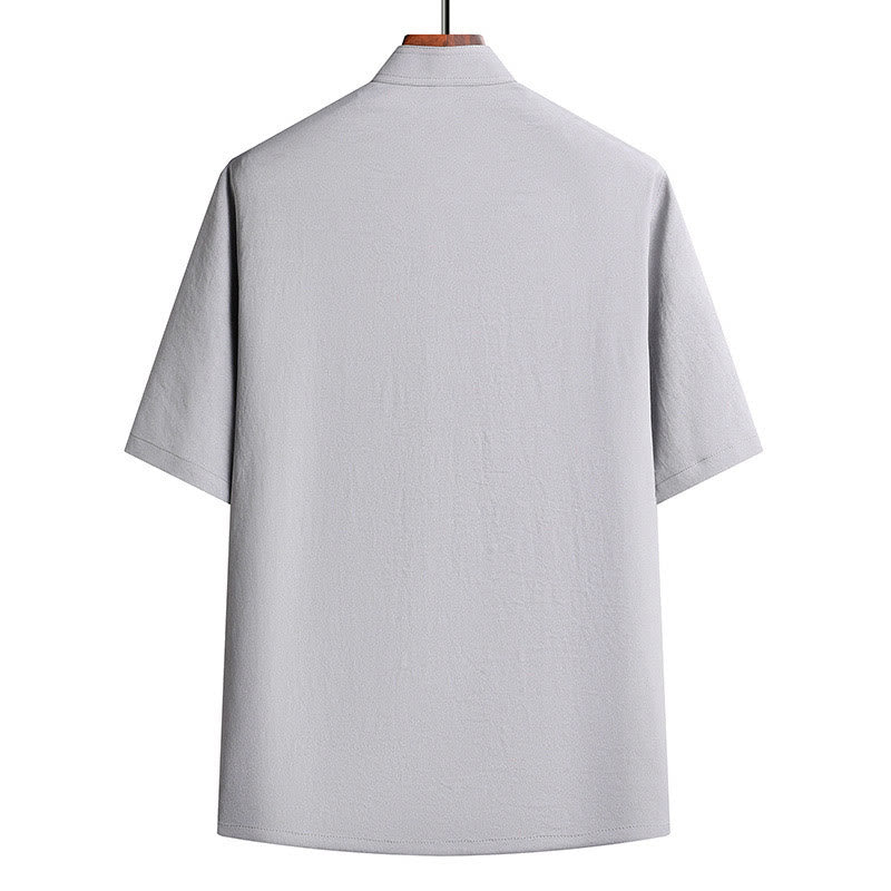 Buddha Stones Traje Tang con personaje Fu, uniforme tradicional Hanfu, camiseta de manga corta, pantalones, conjunto para hombre - image 7