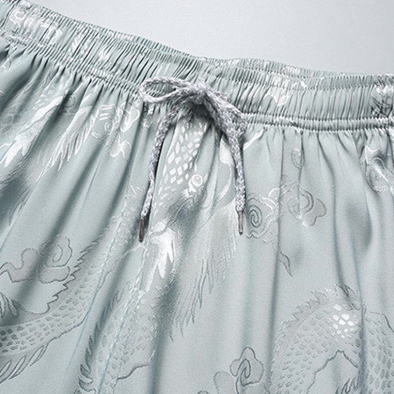 Buddha Stones Traje Tang con estampado de dragón, uniforme tradicional Hanfu, camiseta de manga corta, pantalones, conjunto para hombre - image 8