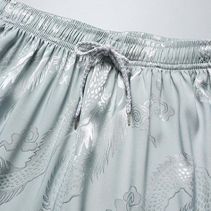 Buddha Stones Traje Tang con estampado de dragón, uniforme tradicional Hanfu, camiseta de manga corta, pantalones, conjunto para hombre - image 8