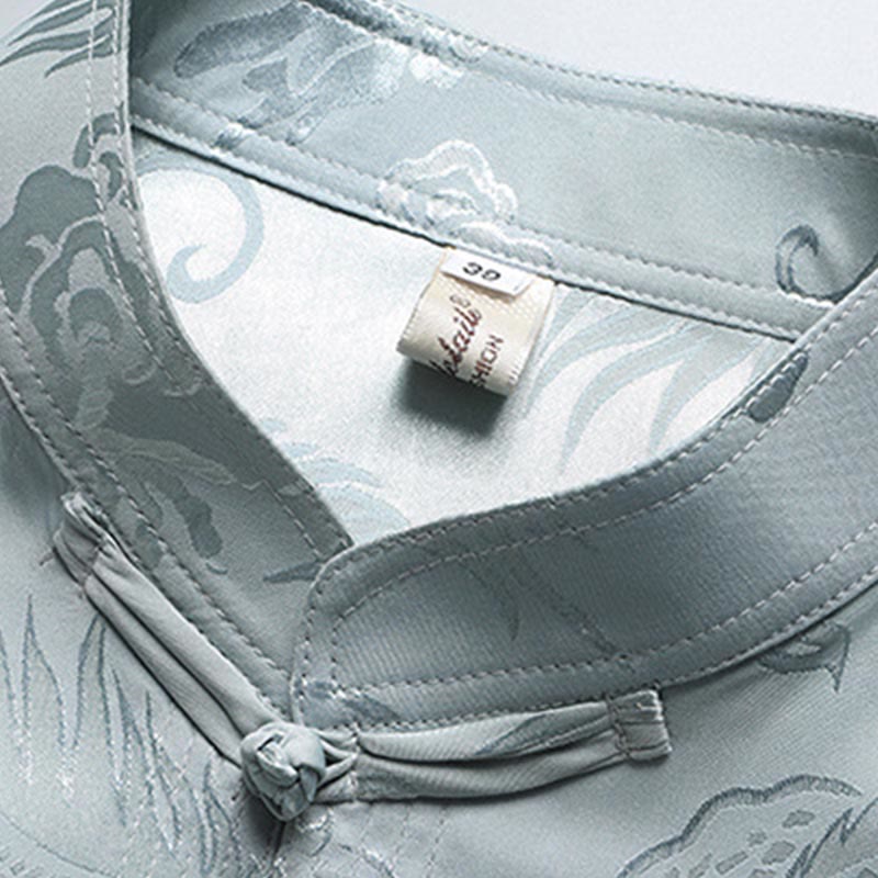 Buddha Stones Traje Tang con estampado de dragón, uniforme tradicional Hanfu, camiseta de manga corta, pantalones, conjunto para hombre - image 3