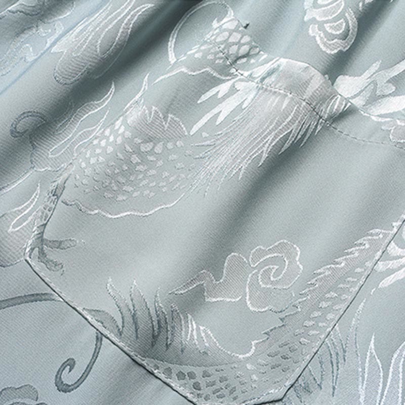 Buddha Stones Traje Tang con estampado de dragón, uniforme tradicional Hanfu, camiseta de manga corta, pantalones, conjunto para hombre - image 10