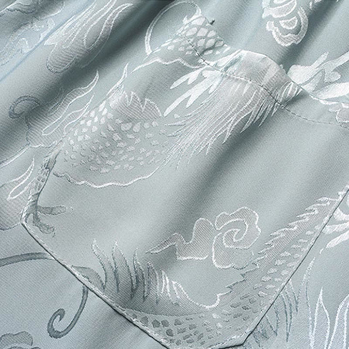 Buddha Stones Traje Tang con estampado de dragón, uniforme tradicional Hanfu, camiseta de manga corta, pantalones, conjunto para hombre - image 10