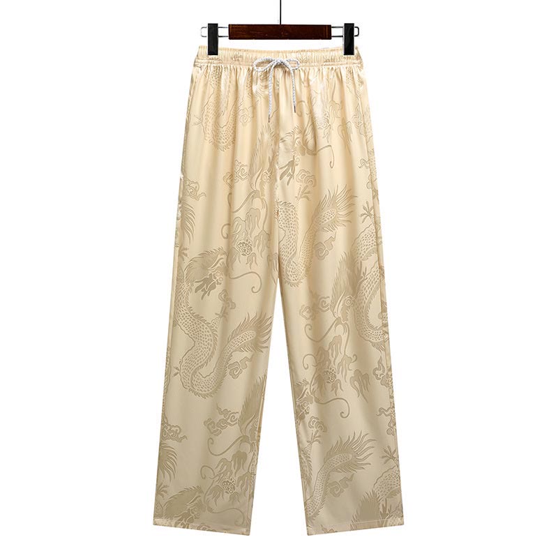 Buddha Stones Traje Tang con estampado de dragón, uniforme tradicional Hanfu, camiseta de manga corta, pantalones, conjunto para hombre - image 15