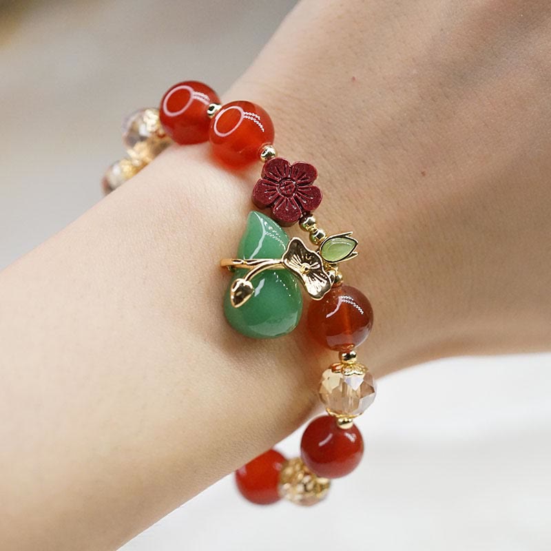 Buddha Stones Pulsera de confianza con cuentas de flor de cinabrio, calabaza y ágata verde natural de ágata roja - image 13