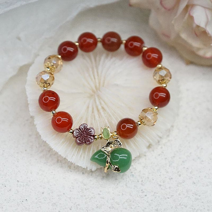 Buddha Stones Pulsera de confianza con cuentas de flor de cinabrio, calabaza y ágata verde natural de ágata roja - image 12