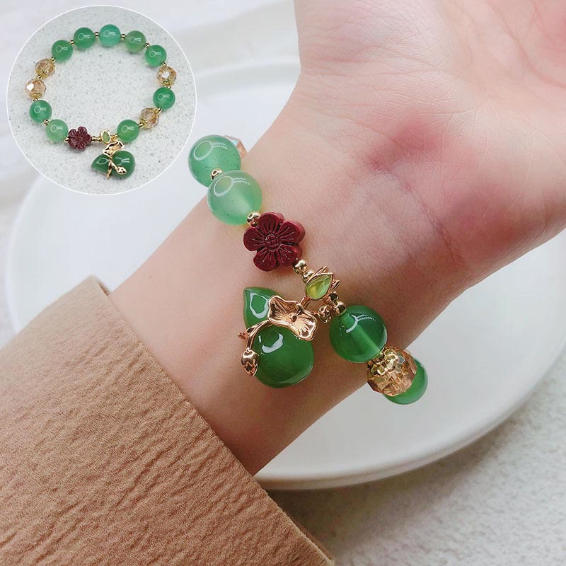 Buddha Stones Pulsera de confianza con cuentas de flor de cinabrio, calabaza y ágata verde natural de ágata roja - image 6