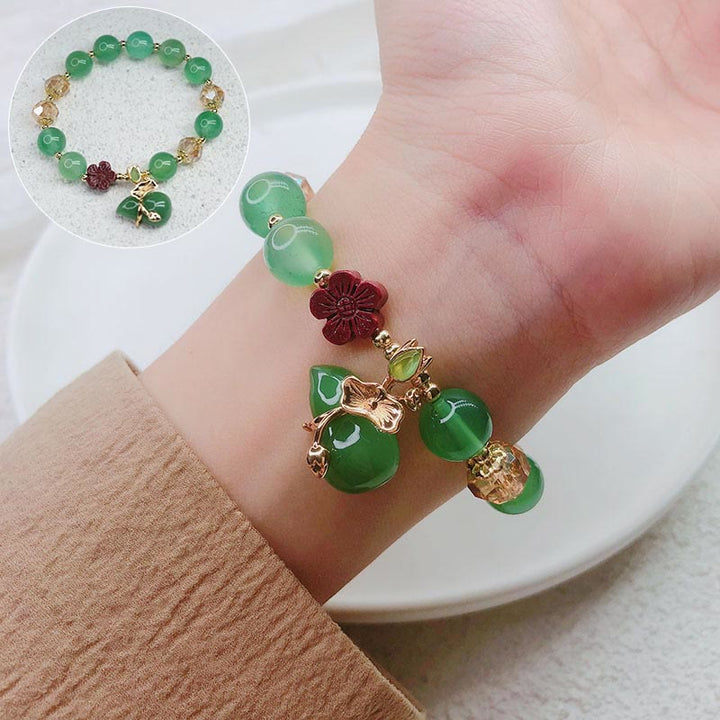 Buddha Stones Pulsera de confianza con cuentas de flor de cinabrio, calabaza y ágata verde natural de ágata roja - image 6