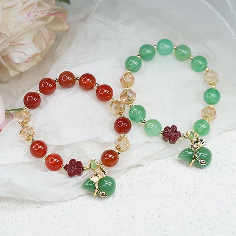 Buddha Stones Pulsera de confianza con cuentas de flor de cinabrio, calabaza y ágata verde natural de ágata roja - image 15