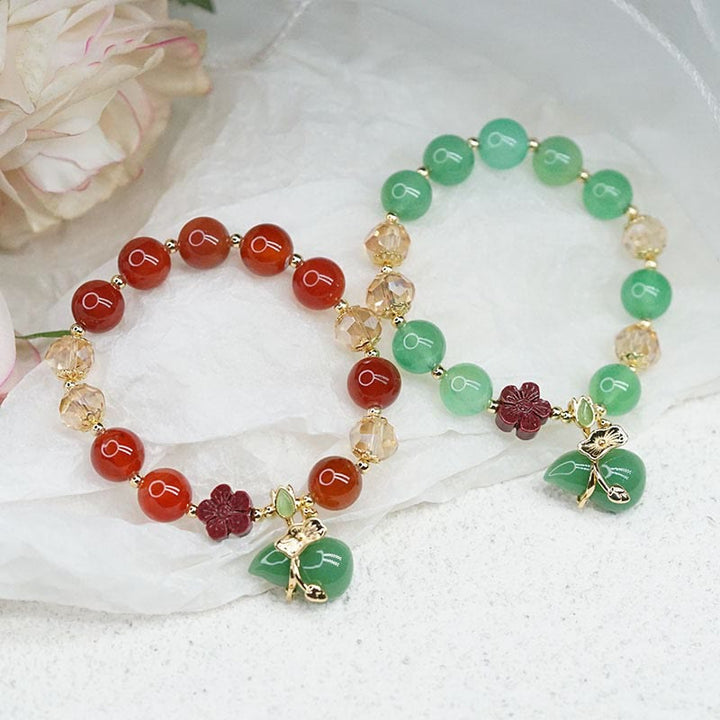 Buddha Stones Pulsera de confianza con cuentas de flor de cinabrio, calabaza y ágata verde natural de ágata roja - image 15