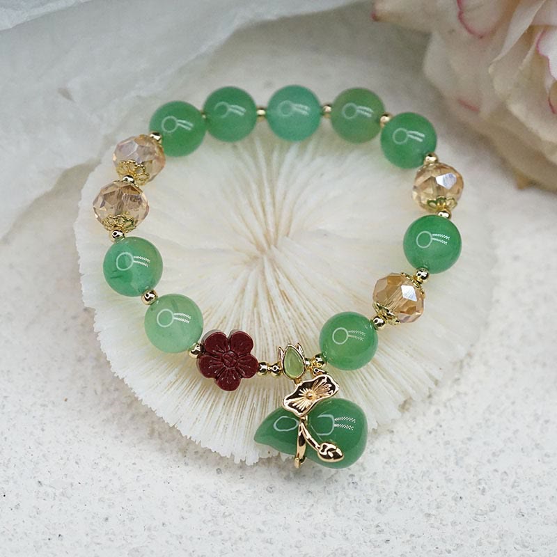 Buddha Stones Pulsera de confianza con cuentas de flor de cinabrio, calabaza y ágata verde natural de ágata roja - image 4