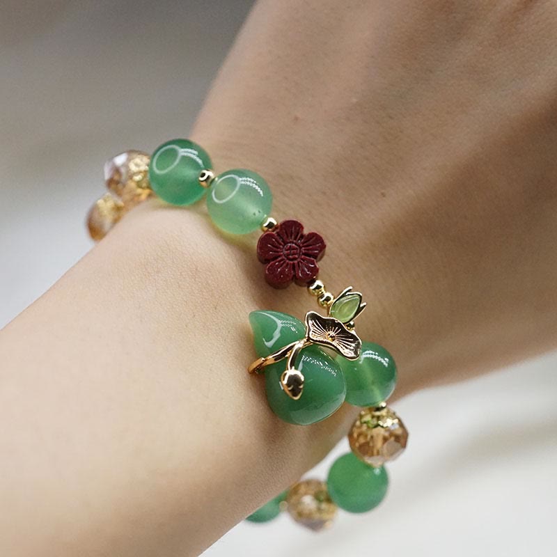 Buddha Stones Pulsera de confianza con cuentas de flor de cinabrio, calabaza y ágata verde natural de ágata roja - image 5