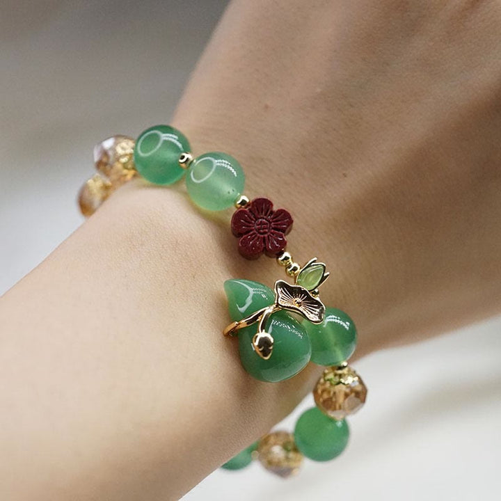 Buddha Stones Pulsera de confianza con cuentas de flor de cinabrio, calabaza y ágata verde natural de ágata roja - image 5