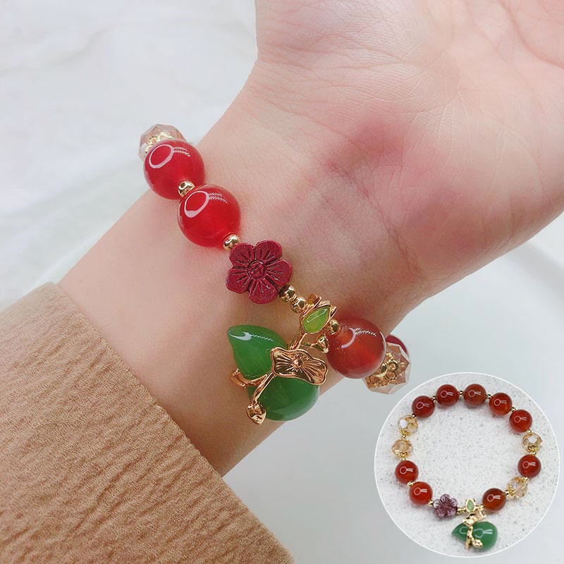 Buddha Stones Pulsera de confianza con cuentas de flor de cinabrio, calabaza y ágata verde natural de ágata roja - image 14