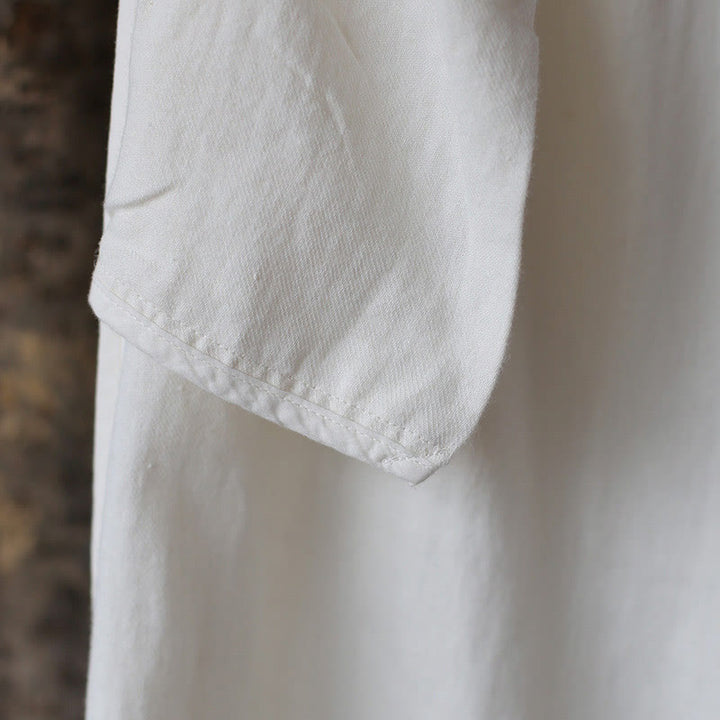 Vestido midi de lino y algodón de manga larga con estampado de flores y Buddha Stones, pantalones anchos y bolsillos