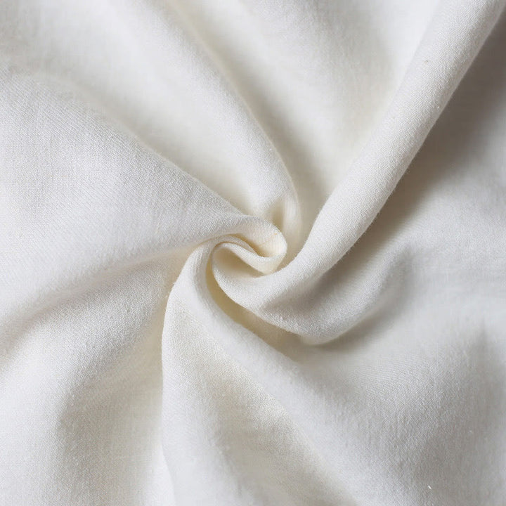 Vestido midi de lino y algodón de manga larga con estampado de flores y Buddha Stones, pantalones anchos y bolsillos