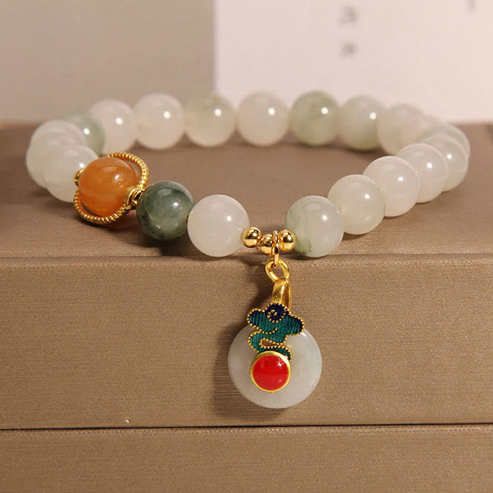 Buddha Stones Pulsera de Jade Nubes Auspiciosas, Ágata Roja y Citrino para la Prosperidad - Nube Auspiciosa de Jade (Circunferencia de la muñeca: 14-16 cm) - image 0