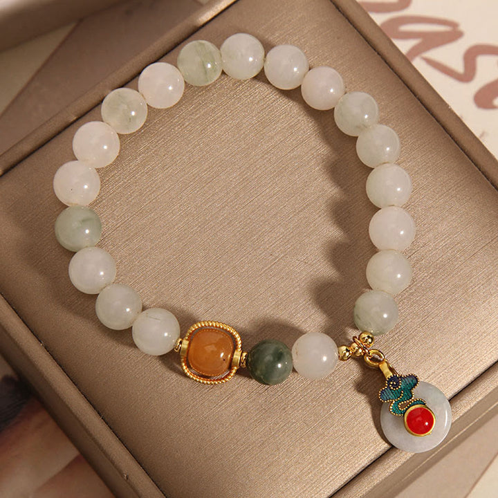 Buddha Stones Pulsera de Jade Nubes Auspiciosas, Ágata Roja y Citrino para la Prosperidad - image 4