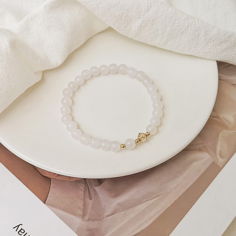 Buddha Stones Pulsera curativa de cobre, aguamarina, cristal blanco, ágata blanca y cristal azul bañada en oro de 14 quilates. - Ágata blanca (circunferencia de la muñeca 14-15 cm) - image 10