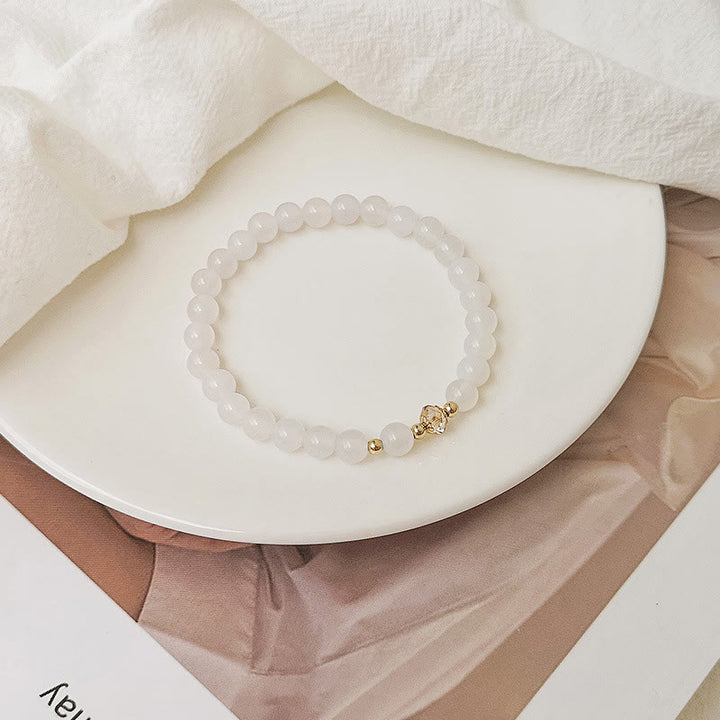 Buddha Stones Pulsera curativa de cobre, aguamarina, cristal blanco, ágata blanca y cristal azul bañada en oro de 14 quilates. - Ágata blanca (circunferencia de la muñeca 14-15 cm) - image 10