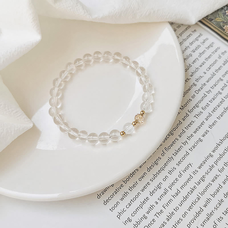 Buddha Stones Pulsera curativa de cobre, aguamarina, cristal blanco, ágata blanca y cristal azul bañada en oro de 14 quilates. - Cristal blanco (circunferencia de la muñeca 14-15 cm) - image 8