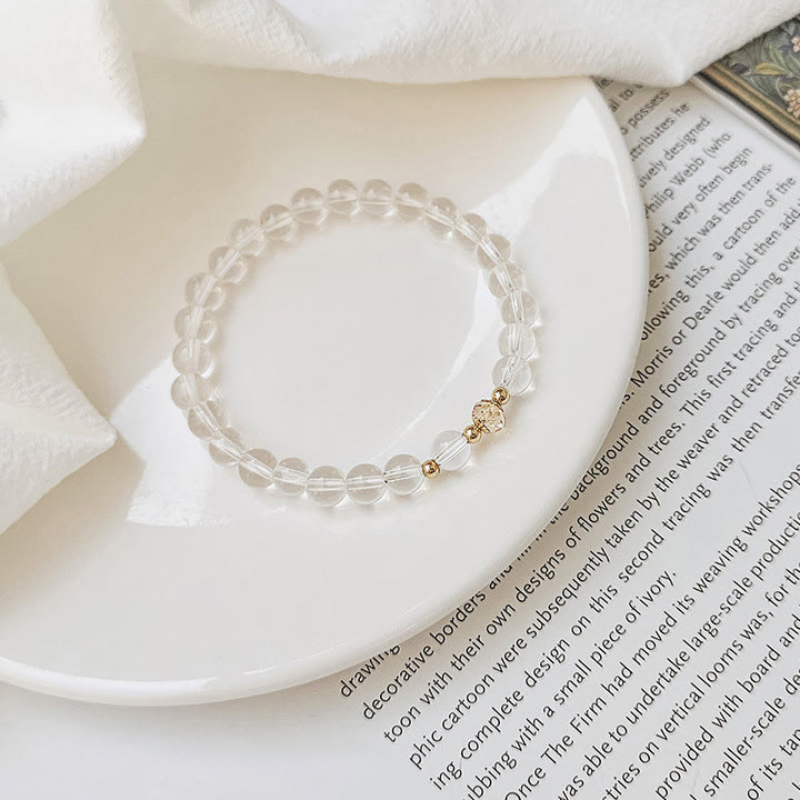 Buddha Stones Pulsera curativa de cobre, aguamarina, cristal blanco, ágata blanca y cristal azul bañada en oro de 14 quilates. - Cristal blanco (circunferencia de la muñeca 14-15 cm) - image 8