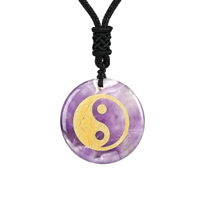 Buddha Stones Collar con colgante espiritual Yin Yang, amatista, ojo de tigre, aventurina verde y varios cristales - image 9