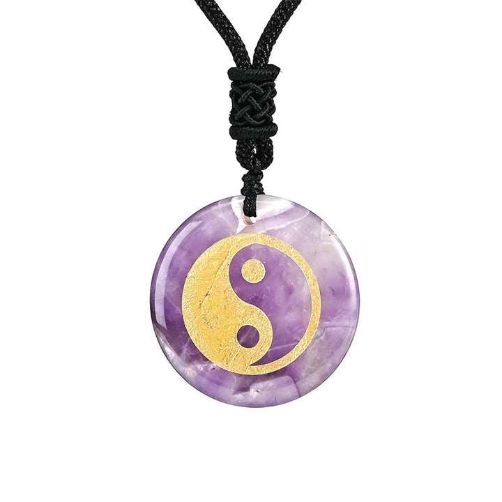 Buddha Stones Collar con colgante espiritual Yin Yang, amatista, ojo de tigre, aventurina verde y varios cristales - image 9