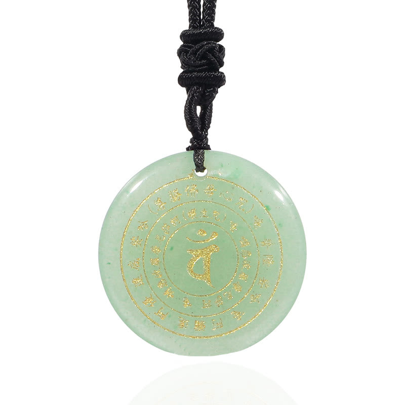 Buddha Stones Colgante de collar con mantra sánscrito de Vairocana Tathagata y aventurina verde con cristales de obsidiana negra y fuerza. - image 17