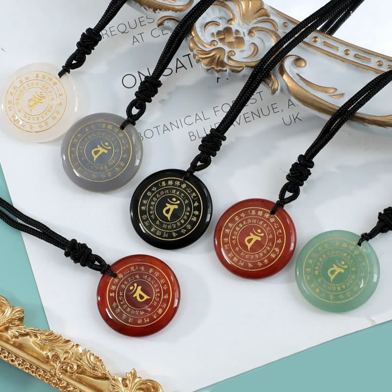 Buddha Stones Colgante de collar con mantra sánscrito de Vairocana Tathagata y aventurina verde con cristales de obsidiana negra y fuerza. - image 5