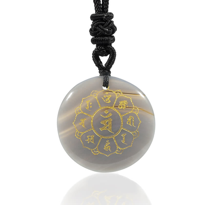 Buddha Stones Collar con colgante de obsidiana negra con cristales naturales de Om Mani Padme Hum - image 32