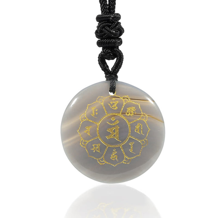 Buddha Stones Collar con colgante de obsidiana negra con cristales naturales de Om Mani Padme Hum - image 32