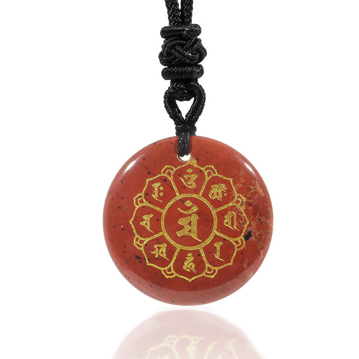 Buddha Stones Collar con colgante de obsidiana negra con cristales naturales de Om Mani Padme Hum - image 22