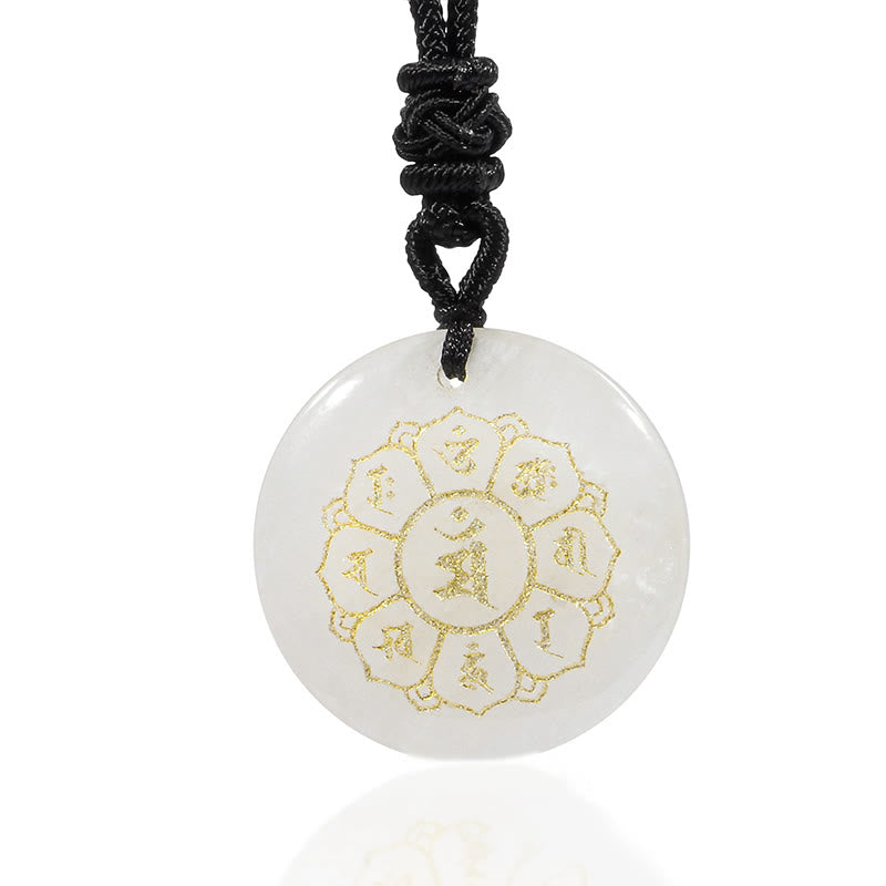 Buddha Stones Collar con colgante de obsidiana negra con cristales naturales de Om Mani Padme Hum - image 11