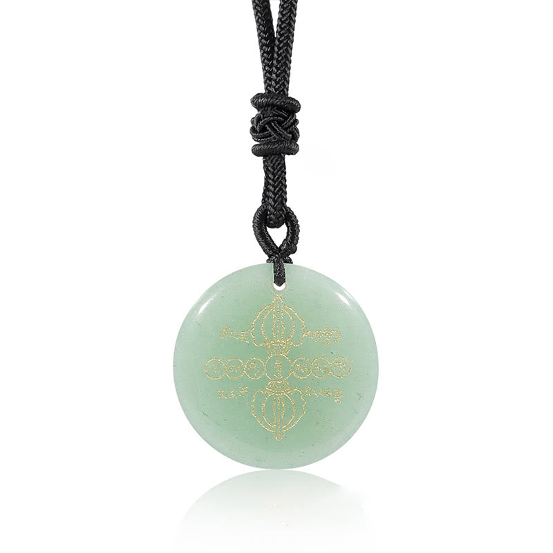 Buddha Stones Colgante de collar con obsidiana negra de cristal natural con patrón sánscrito Vajra Dorje - image 17