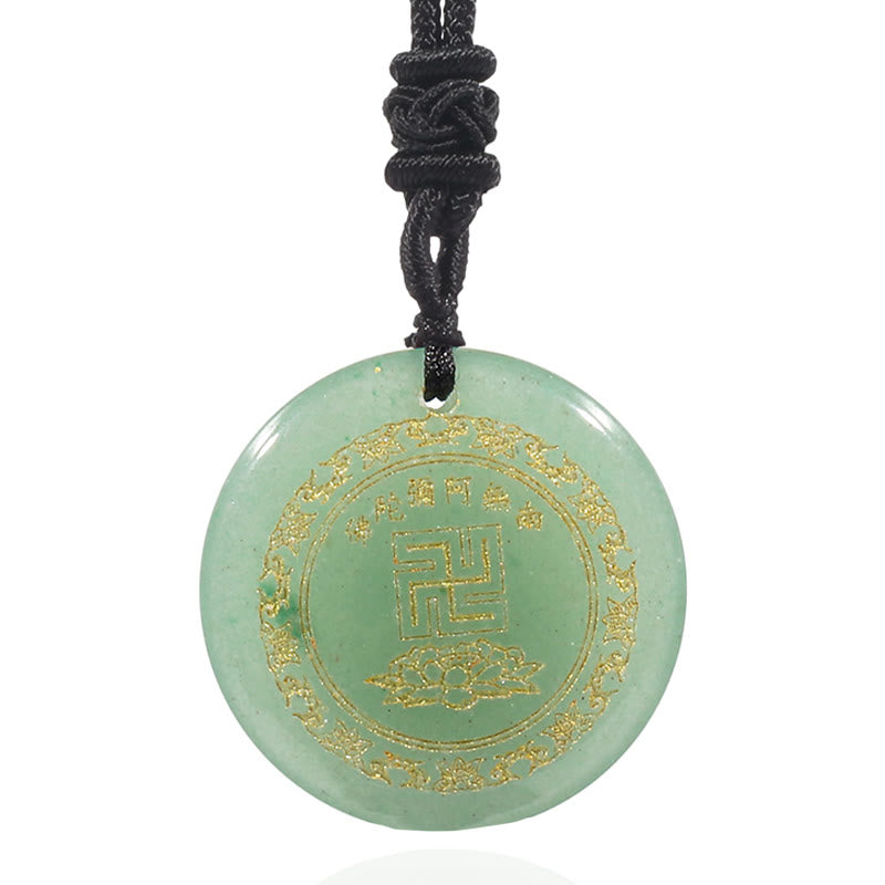 Buddha Stones Colgante de obsidiana negra con diseño de loto y esvástica natural de varios cristales - image 18