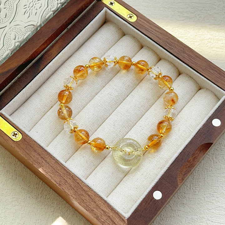 Buddha Stones Pulsera de prosperidad con cristal de citrino y hebilla de paz - image 4