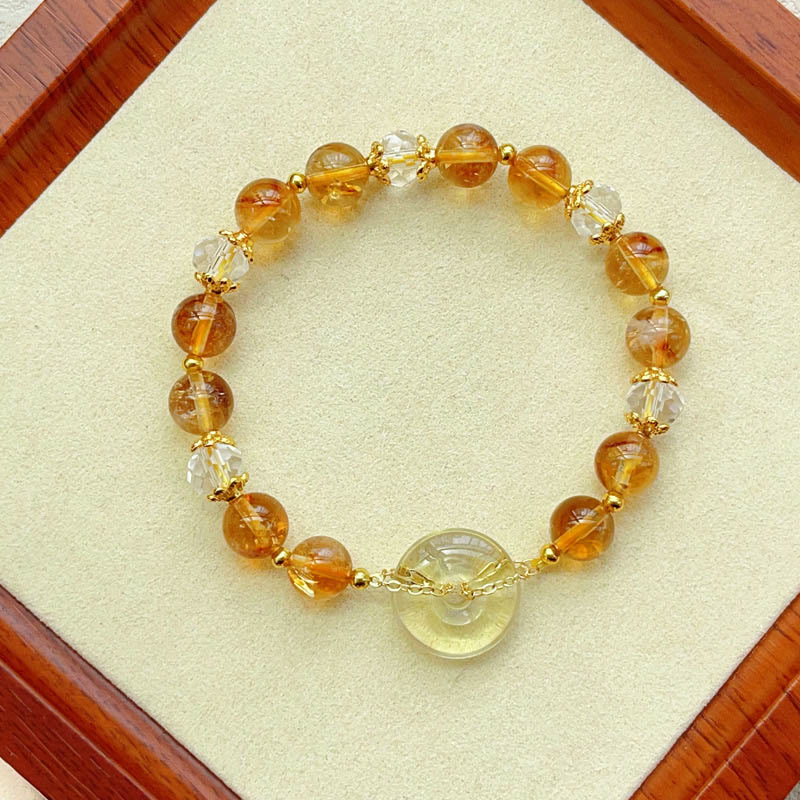 Buddha Stones Pulsera de prosperidad con cristal de citrino y hebilla de paz - image 1