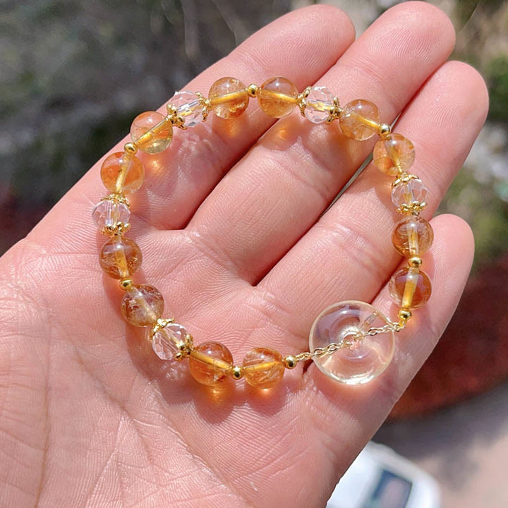 Buddha Stones Pulsera de prosperidad con cristal de citrino y hebilla de paz - image 3